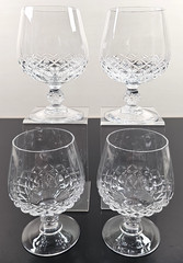 4) Cristal D’Arques Longchamp Brandy Glass Set Crystal Cut Snifters Stemware Lot