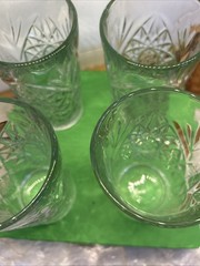 Vintage Libbey Hobstar Heavy Cut Glass Hi – Ball 16 oz, Tumbler Set of 4
