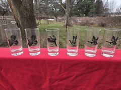 SET of 6 Vintage LANBIL Waterfowl Game Bird Drinking Highball Glasses 5 1/2 in