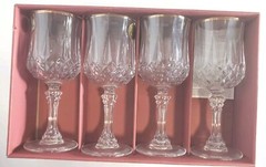 Cristal D’Arques Longchamp Gold Rim 4 x 5.75 oz Wine Glasses MADE IN FRANCE~NEW