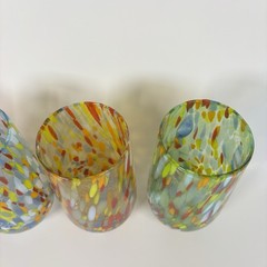 Murano Hand Blown Confetti Millefiori Glasses Set Of 4 Multi Color Tumblers