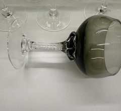 RARE Set of 10 Sasaki Coronation Crystal Smoke Gray Twisted Stem Champagne Glass