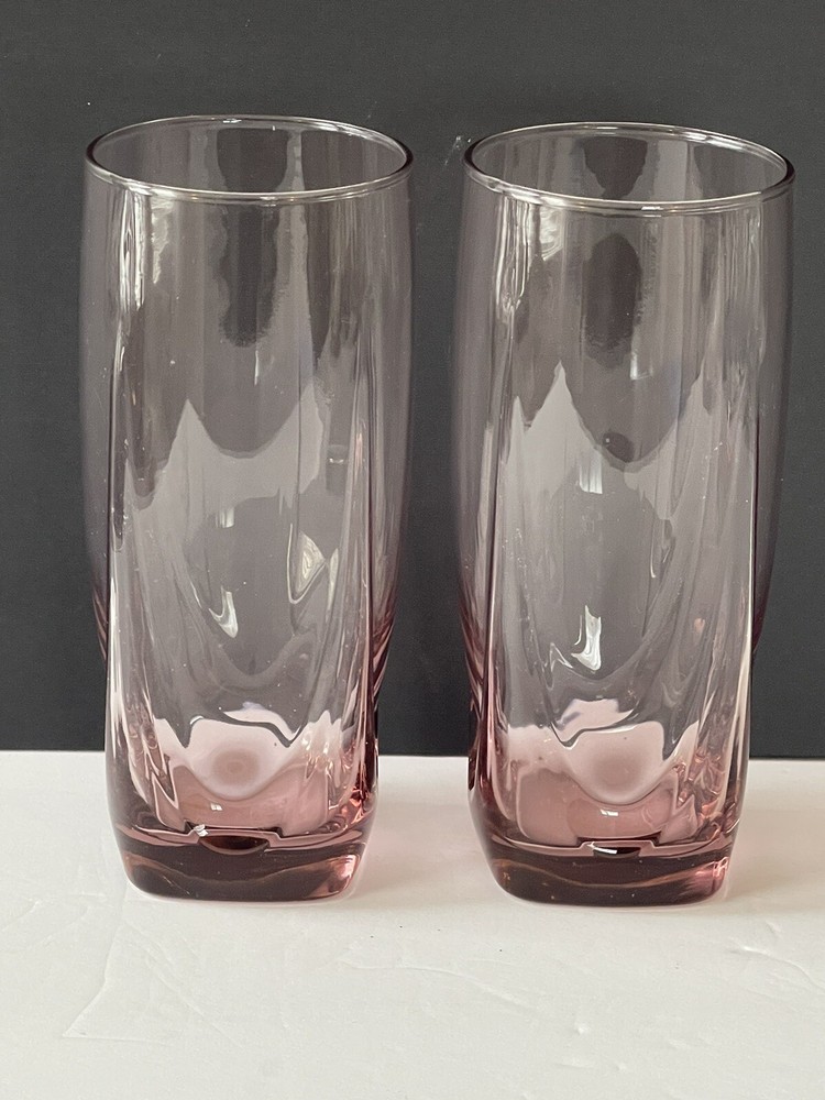Vtg Libbey Imperial Plum Tumbler Glasses Square Bottom Ice Tea Lemonade 6.5 “ 2)