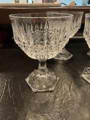 Fostoria Crystal Stratton Pattern Champagne Sherbet Glass 5 3/8″, Set of 6, VTG