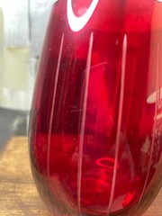 Mikasa Cheers Ruby Red Stemless Etched Wine Glasses Set of 4 Retired
