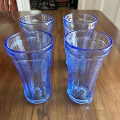 Vintage Indiana Recollection 6.25″ Blue Glasses, Set Of 4