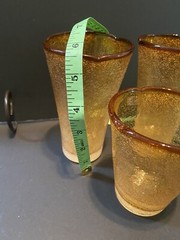 Amici set of 3 Honey Color Bubble Drinking Glass Tumbler Rare 977