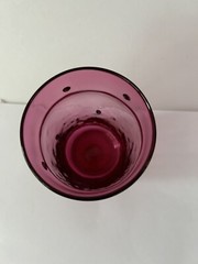 Hand blown Red Glass w/ Ghoulish Faces in The Glass. Unique OOAK.