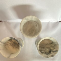 Set of 3 Marbled Stone Goblets Gray White Stone 6 in Drinkware