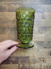 Vintage Indiana Glass Company Avocado Green Colony Whitehall Cubic Glassware