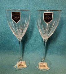 Pair Of Lenox Firelight Platinum 8 5/8″ Water Goblets