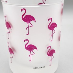 Vintage Culver Pink Flamingo All Over Print Frosted Glass