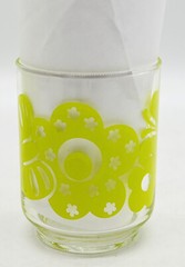 Libbey 3″ Juice Glasses Retro Bright Flowers Butterfly Groovy 1970’s Set of 3