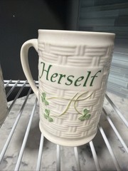 2007 Belleek Shamrock Porcelain Beer Mugs Himself Herself Ireland Irish Gift Cup