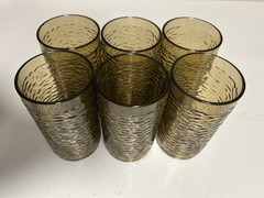 Vintage Continental Carlisle Amber Ripple Plastic Tumblers Set of 6 Movie Prop