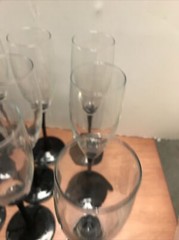 Luminarc Domino Signature Black Stem Fluted Champagne Glass SFL France Set Of 12