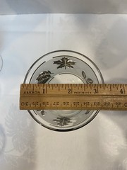 6 Vtg MCM Silver Rim Stemmed Frosted Wine Glasses Metallic Leaf Goblet 7.25″