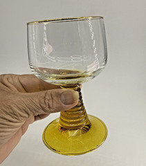 Vintage Amber Stemware • Beehive Stem Cocktail Glass • Gold Rim Barware