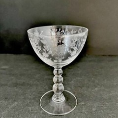 Set of 4Duncan & Miller Etched First Love Liqor Cocktail Glasses 4 1/2”