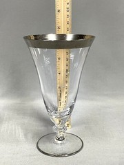 Vintage Glastonbury Lotus Puritan Water Glass Platinum Band 6 3/4”Set Of 4 EUC