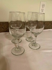 Set of 3 Stem Wine Glasses Clear 8″ Tall 2 1/4″ Diameter Opening
