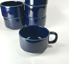 Vintage Pfaltzgraff Cups Mugs Bowls Cobalt Blue Ceramic 9 oz #100 Lot of 6