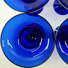 6) Pier 1 Cobalt Blue Margarita Glasses Set Cocktail Drinking Stemware Party Lot