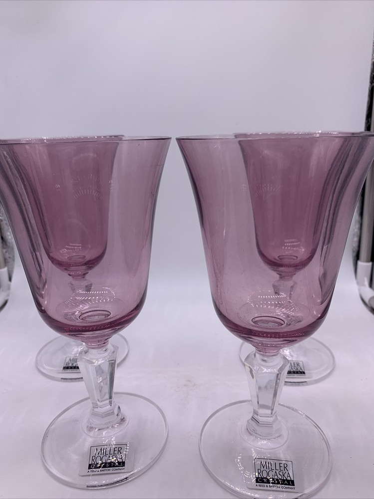 Reed And Barton miller rogaska crystal glasses four with lavendar