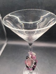 NEW Murano Hand Blown Art Glass GRAPES Martini Wine Champagne Goblet NWT 10.5″