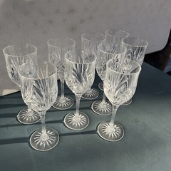 (9) Cristal D’Arques-Durand MADRIGAL Water Goblet Glass Cut Fan 8″ Clear Steam