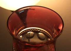 Tiffin Franciscan Kings Crown Cranberry Flash (top/bottom) Water Goblet Set of 2