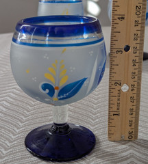 Set 6 Mexican Short Stem 4.5″ Hand Blown Painted Sun Moon Barware Liquor Glasses