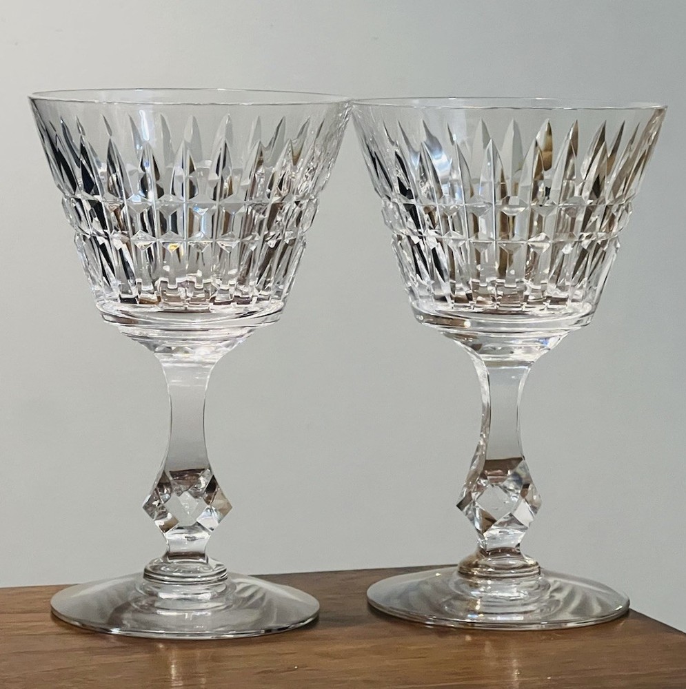 2 Vintage Tiffin Franciscan Waterford Cut Champagne/Tall Sherbet Glasses