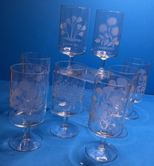 Neiman Marcus Flower Pedestal Glasses (set of 8 different)