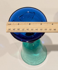 Cobalt Blue Goblets Glasses Shell Relief Base, Blown Glass, Vintage 7″T Set of 4