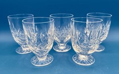 Set of 5 Waterford Crystal LISMORE Footed Juice Glasses – 3.75″