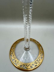 Saint Louis Thistle Blue Crystal Wine Glass 24K Gold France 8.25″ Goblet