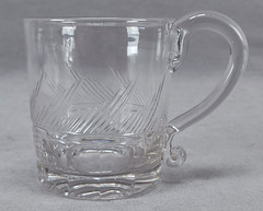 19th Century Pittsburgh Cut Blaze Pattern Handled Whiskey Taster Circa 1840 B
