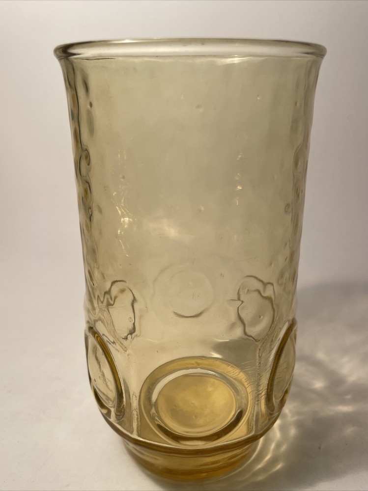 Vtg Set 4 Anchor Hocking Glass Honey Gold Amber Heritage Hill 8 oz Tumbler 5”