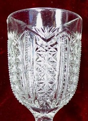 Fine Cut & Zippers Wine Goblet Cordial Clear Glass EAPG Unknown Maker Vintage
