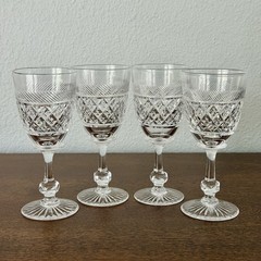 4 Piece Sparkling Crystal Tudor Holbein 5″ 3 oz Wine Goblet Excellent Condition