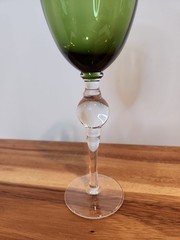 Anthropology Green Long Stem glass goblet