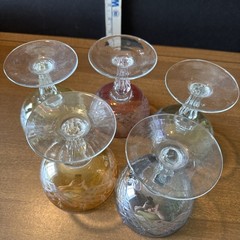 VTG.*Champagne/Sherbet Glasses *cut Diamond Pattern *various Pastel Colors