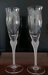 Mikasa Sea Mist Clear Frosted Crystal Champagne Flutes – Set/2 – Free Shipping