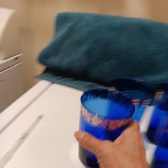 6MCM Venetianco Cobalt Blue Gold Rim Hand Painted Glasses