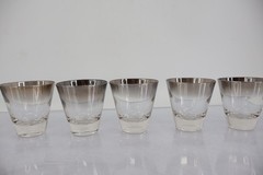 Vitreon Queens Lusterware Silver Fade Ombre Shot Glasses Set of 6 Vintage MCM