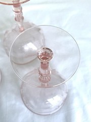 3 Pink Tiffin Fontaine Etched Champagne Glasses – Tall Sherbets Glass With Birds