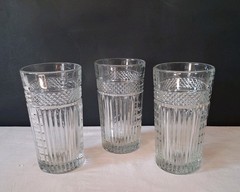 Vintage Libbey Radiant Tumbler Glasses USA Pressed Glass Iced Tea 6″ Set of 3