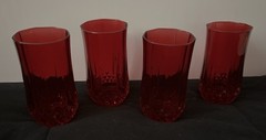 Set Of 4 Vintage Ruby Red Longchamp by Cristal D’Arques – NIB
