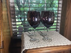 4 Stunning Amethyst Purple Optic Swirl 18 Oz 9 1/2” Wine Goblets Glasses